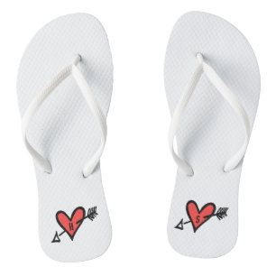Tongs Personnalisé Black & Red Love Heart Flip Flops