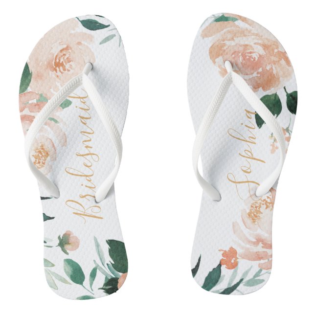 Tongs Personnalisé Romantique jardin fleuri bridesmaid (Semelle)