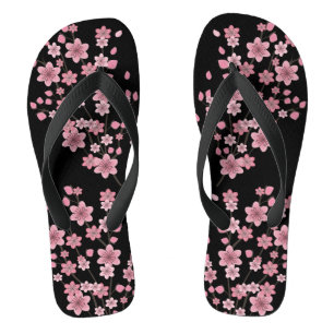 Tongs Pétales de fleurs de cerisier Arbres rose noir