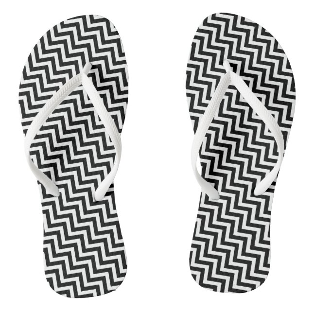 Tongs Petites rayures Chevron en noir et blanc (Semelle)