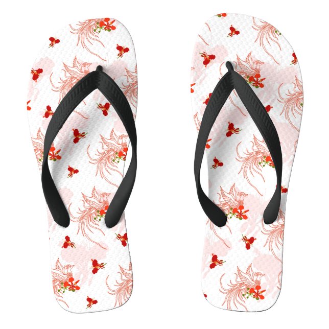 Tongs Phoenix Oiseau Et Phoenix Fleur Motif Sans Faille (Semelle)