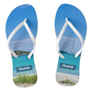 Tongs Photo de plage de Paradise avec son nom