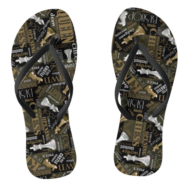 Tongs Pièces et termes d'échecs Argent et Or ID784 (Semelle)