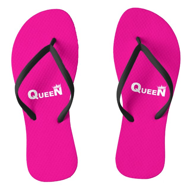Tongs Pink flip-flops with 'Queen' – beach style (Semelle)