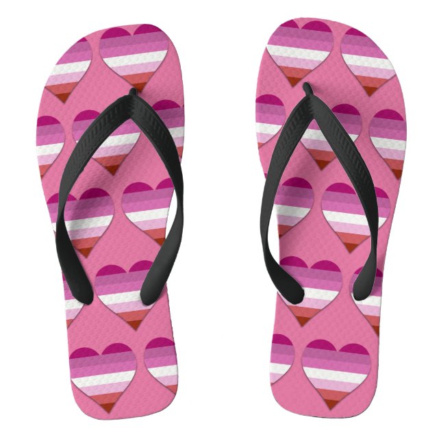 Tongs Pink rouge à lèvres lesbienne coeur de fierté moti (Semelle)