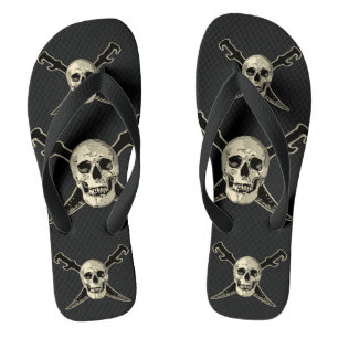 Tongs Pirate (crâne) - Personnalisé adulte, larges sangl