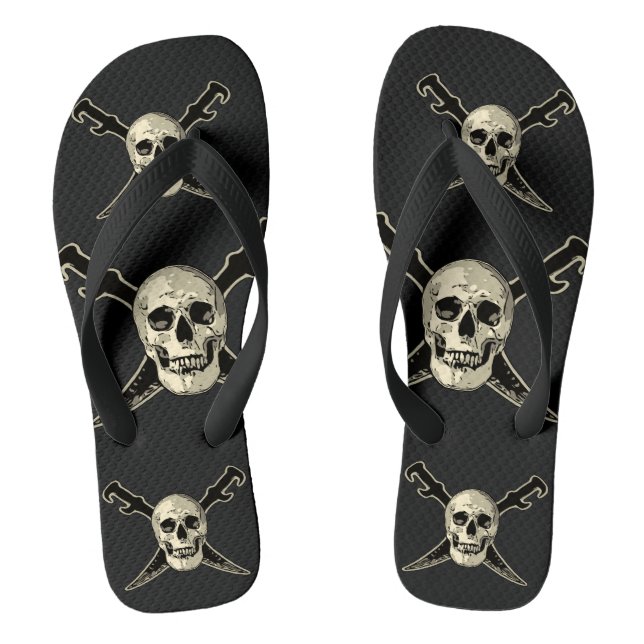 Tongs Pirate (crâne) - Personnalisé adulte, larges sangl (Semelle)