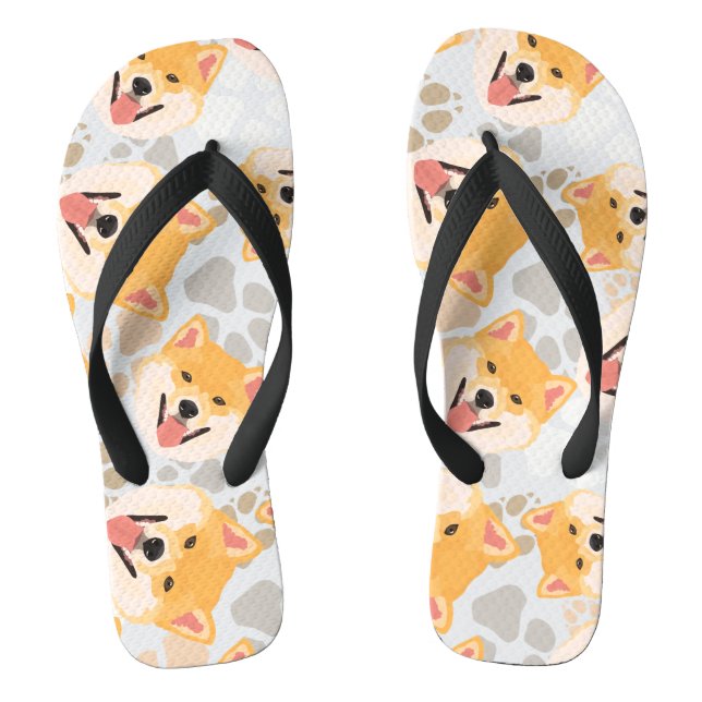 Tongs Pistes de chiens Motifs Shiba Inu (Semelle)