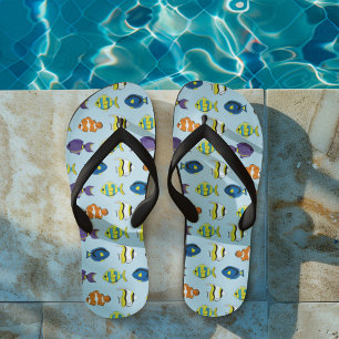 Tongs Plage d'été magnifique Motif de poissons tropicaux