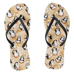 Tongs plage mignonne pingouins tropicaux Flip Flops