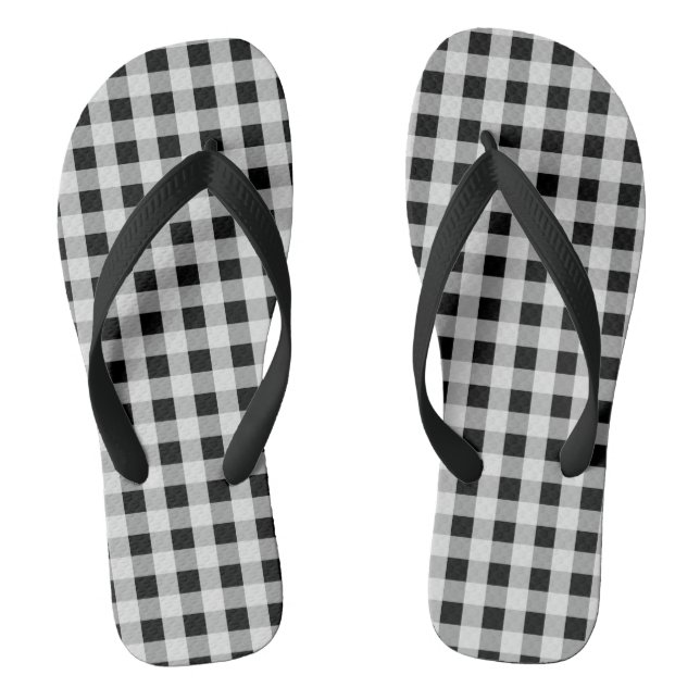 Tongs Plaid de buffle noir et blanc (Semelle)