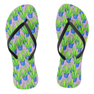 Tongs Plantes d'Aloe Vera Motif Textile