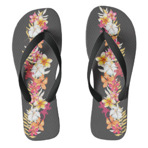 Tongs Plumeria hawaïenne et tonneau Gecko