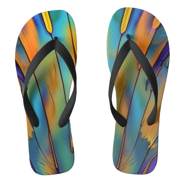 Tongs Plumes en verre tendu AI Art Abstrait (Semelle)