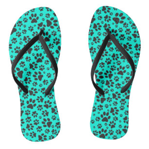Tongs Poches de chien noir et blanc Pointe Polka sur cya
