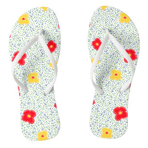 Tongs Pointe de polka rouge jaune vert