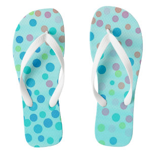 Tongs Points pastel multicolores sur bleu