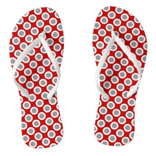 Tongs Points tournés rétros, rouge profond et gris