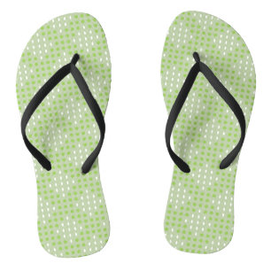 Tongs Points verts plats et Motif ovale