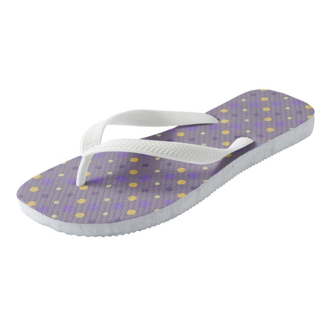 Tongs Points violets et jaunes (Incliné)