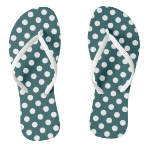 Tongs Pois blancs sur turquoise