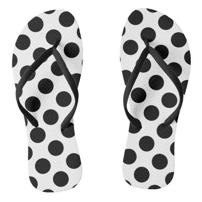 Tongs Pois, Motif Polka Dot, noir et blanc (Semelle)