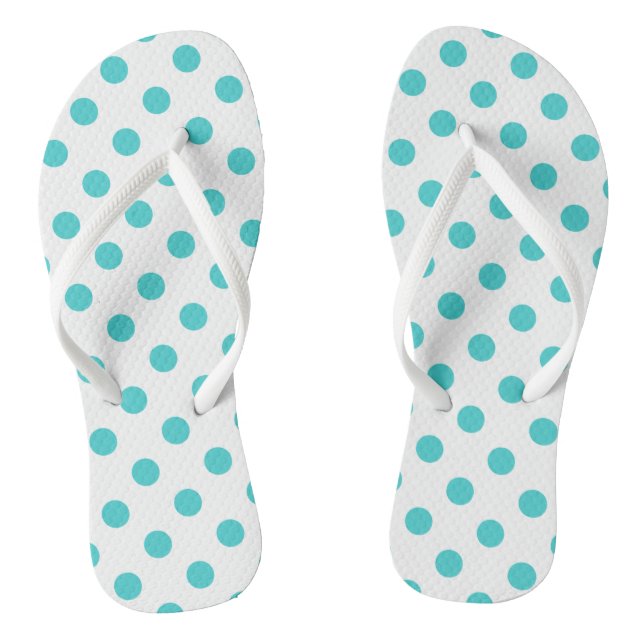 Tongs Pois turquoise sur blanc (Semelle)