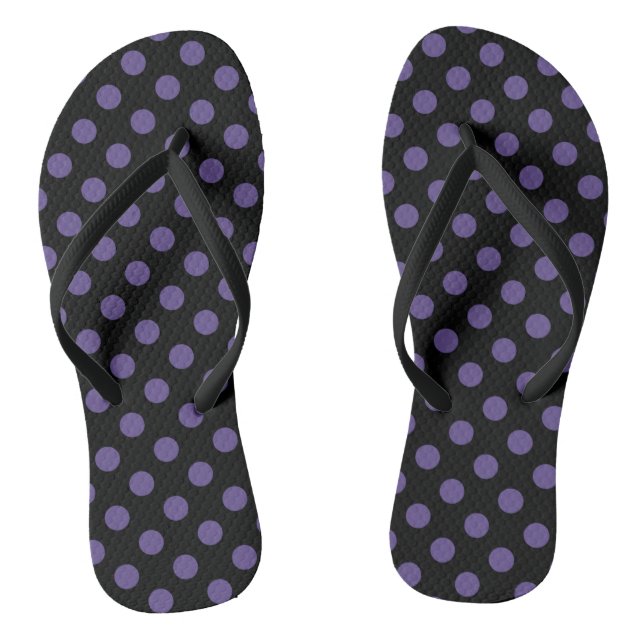 Tongs Pois ultra violets en noir (Semelle)