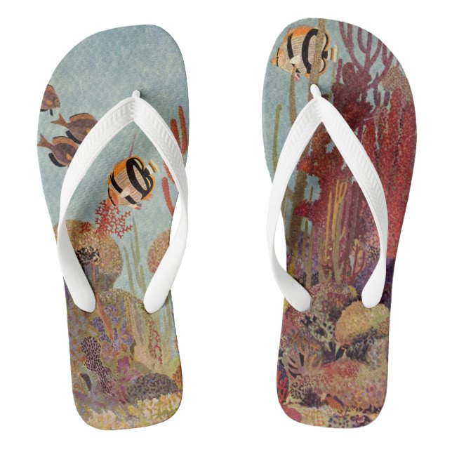 Tongs Poissons-anges en corail, poissons tropicaux Vinta (Semelle)