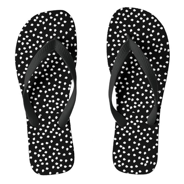 Tongs Polka Pote Abstraite moderne noir et blanc (Semelle)