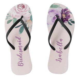 Tongs Porte-mère pourpre fleurie personnalisée