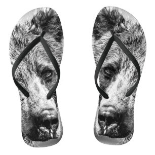 Tongs Portrait d'ours grizzli