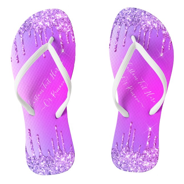 Tongs Purple rose or Parties scintillant gouttes étincel (Semelle)