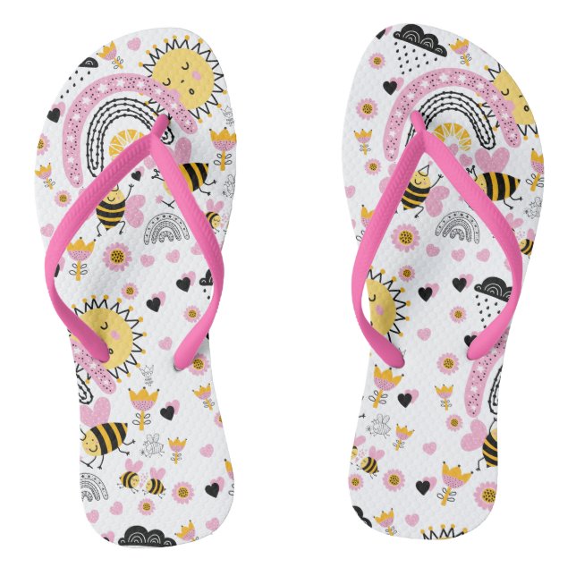 Tongs Queen BEES Cute BFF, Baby Girl, Girly Toxits Rose (Semelle)
