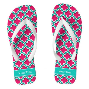 Tongs Raspberry, Teal Moroccan