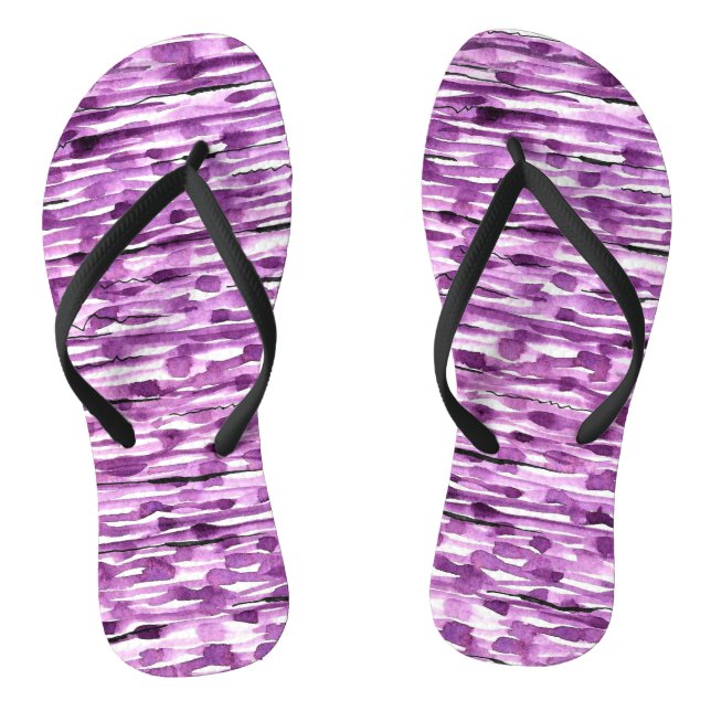 Tongs Rayures Abstraites d'aquarelle violet (Semelle)