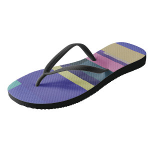 Tongs Rayures Abstraites violettes, roses et gris