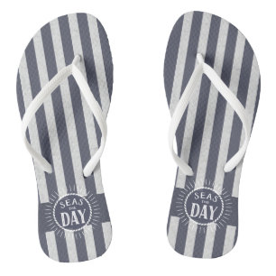 Tongs Rayures nautiques et soleil de Seas the Day