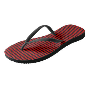 Tongs Rayures noires et rouges
