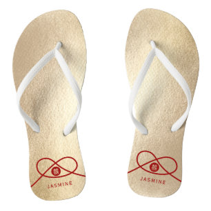 Tongs Red Knot Union Double Bonheur Mariage chinois