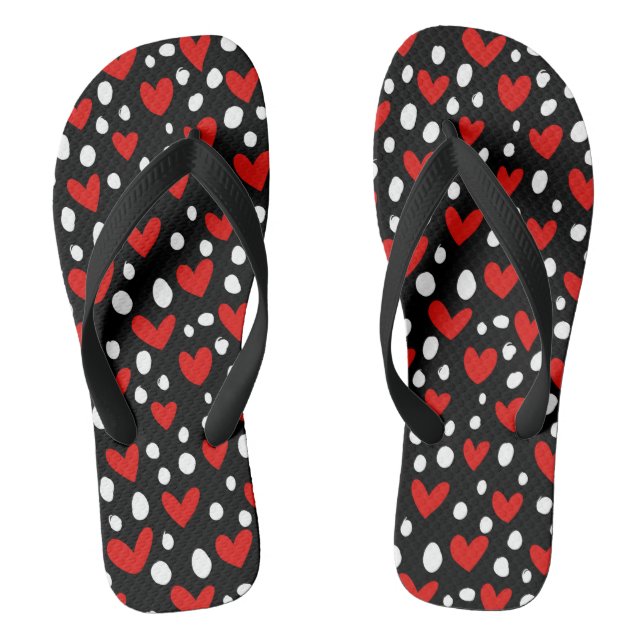 Tongs Red Love Heart Valentine's Day Motif romantique (Semelle)