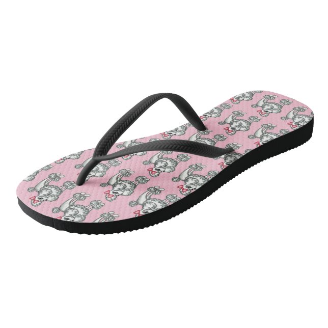 Tongs Retro Français Poodle Flip Flops Cadeau (Incliné)
