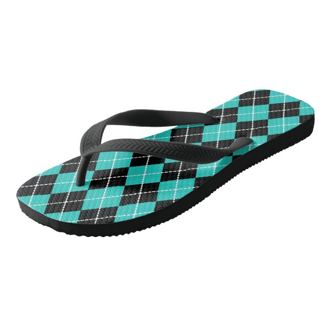 Tongs rétro turquoise à carreaux (Incliné)