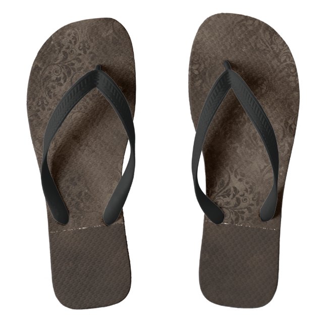 Tongs Romance en bronze de minuit | Satiny Grunge Damask (Semelle)