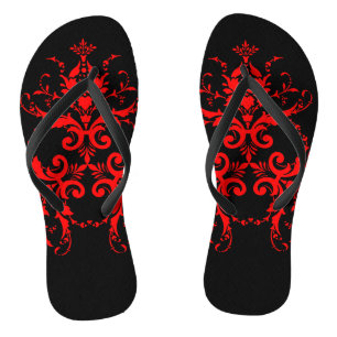 Tongs Romantique, Elégant Vintage Damask Red Goth