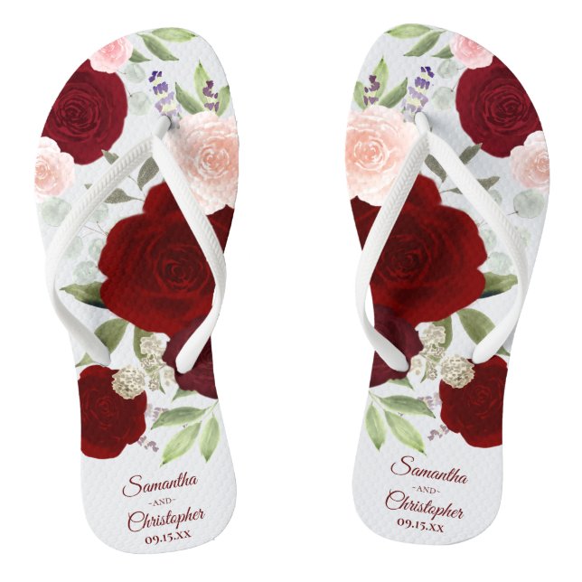 Tongs Rose de Boho rouge et rose pâle de Bourgogne (Semelle)