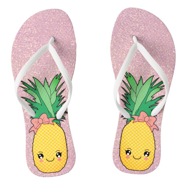Tongs Rose Gold Parties scintillant Beach Kawaii Fruit d (Semelle)