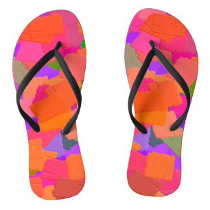 Tongs Rose, Orange et Violet Abstrait