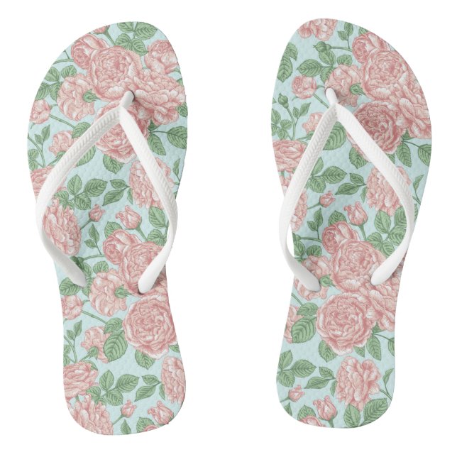 Tongs Rose rose Jardin Bouquet Motif (Semelle)