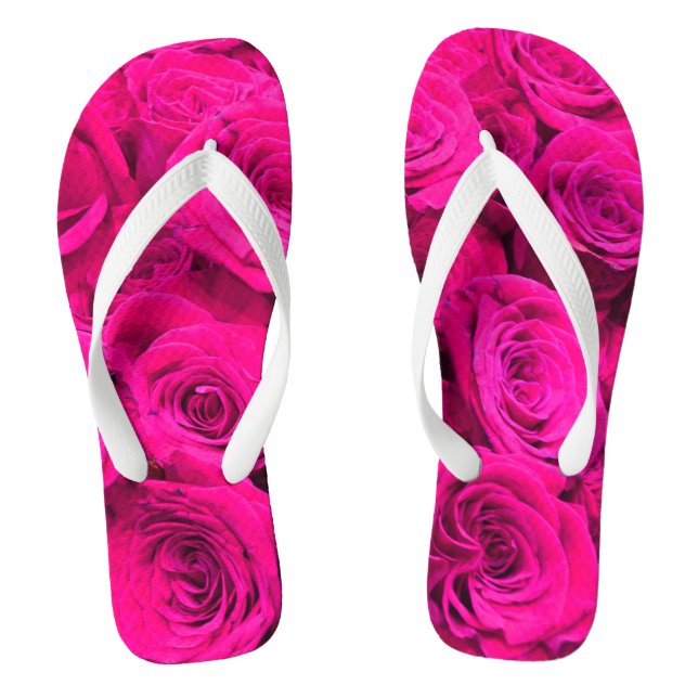 Tongs Rose Roses rose fleurs rose rose floral rose (Semelle)